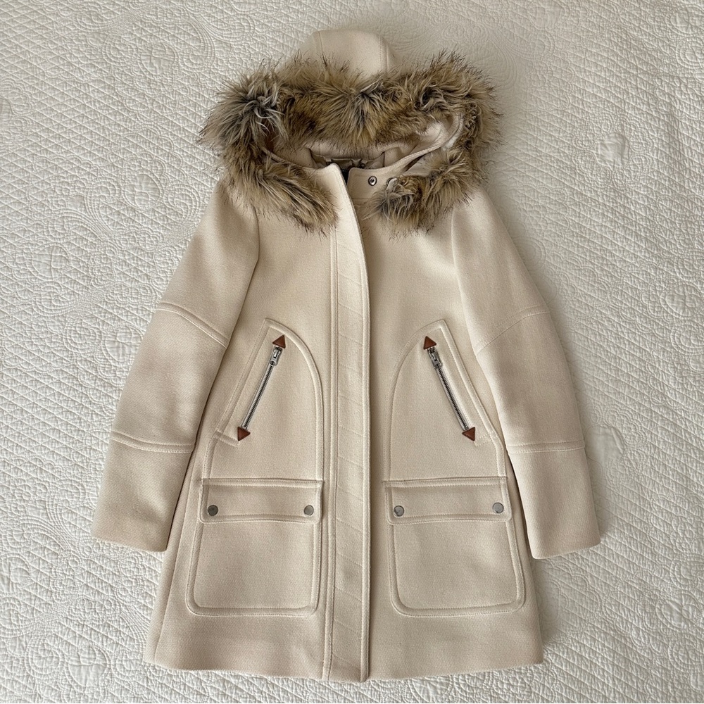 J.Crew Chateau Parka Italian Stadium Cloth Wool Coat B3901 Women’s Sz 00